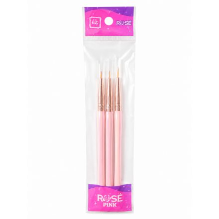 RoseNails holo ecset 3db-os díszítő PINK